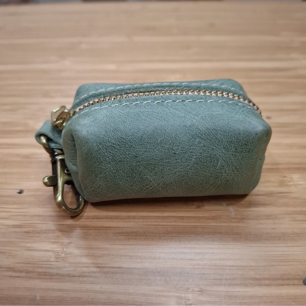Portland Leather Goods NWOT Dopp Keychain Pouch Coin Purse Sea Glass Seafoam
